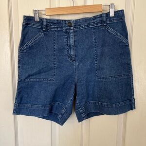 Charter Club Petite 14P Denim Shorts Stretch Mid Rise Blue Casual